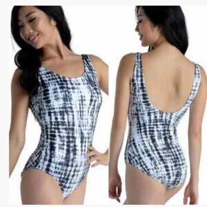 Danz N Motion Black & White Tie Dye Tank Leotard | Child 12-14